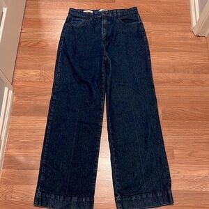 Wide Leg, Dark Wash, High Rise, 5 Pocket Blue Jean Size 10 R